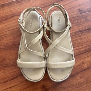 Vince Smith Padded Leather Strappy Sandals ESPADRILLES Beige Size 7.5M
